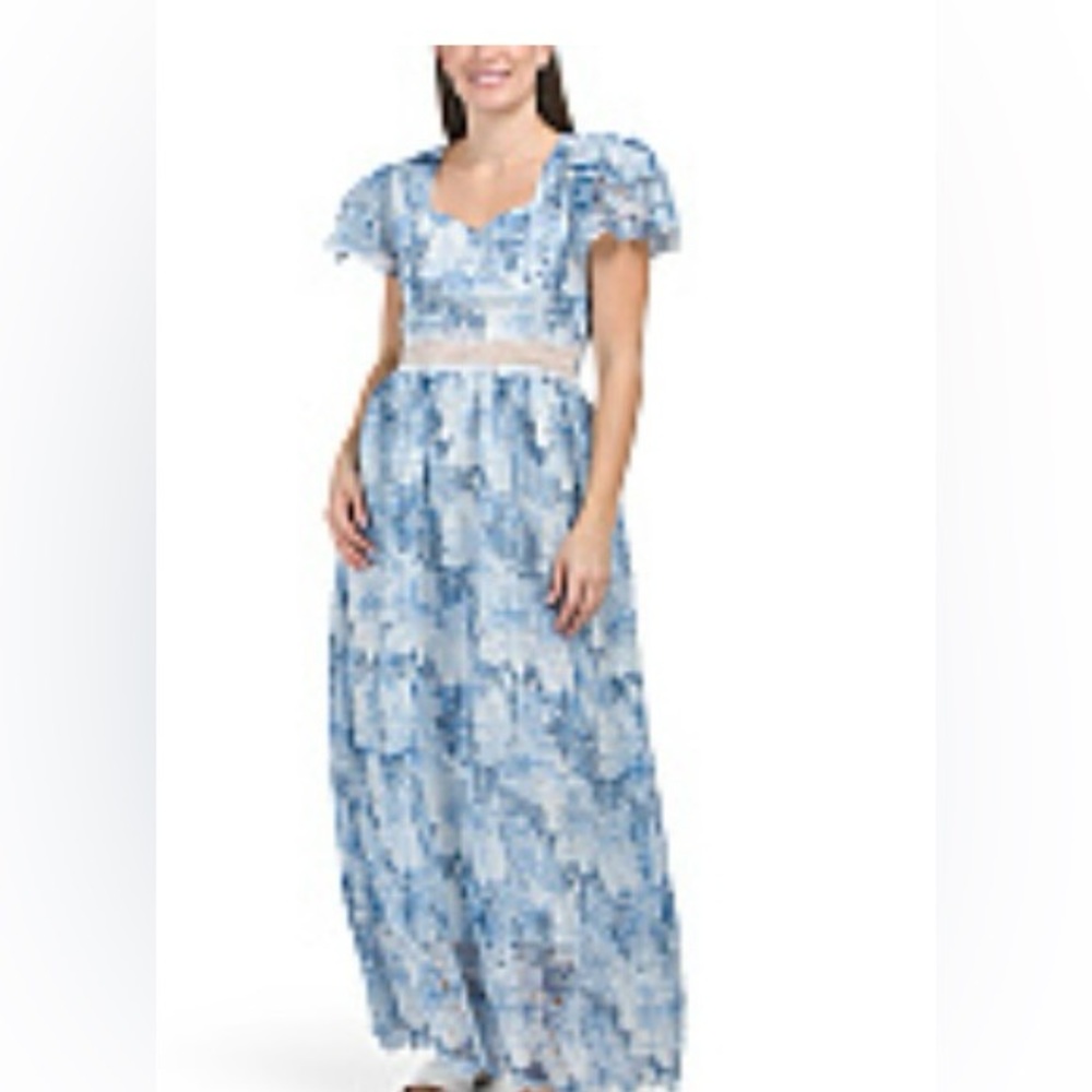 Short sleeve eyelet maxi dress